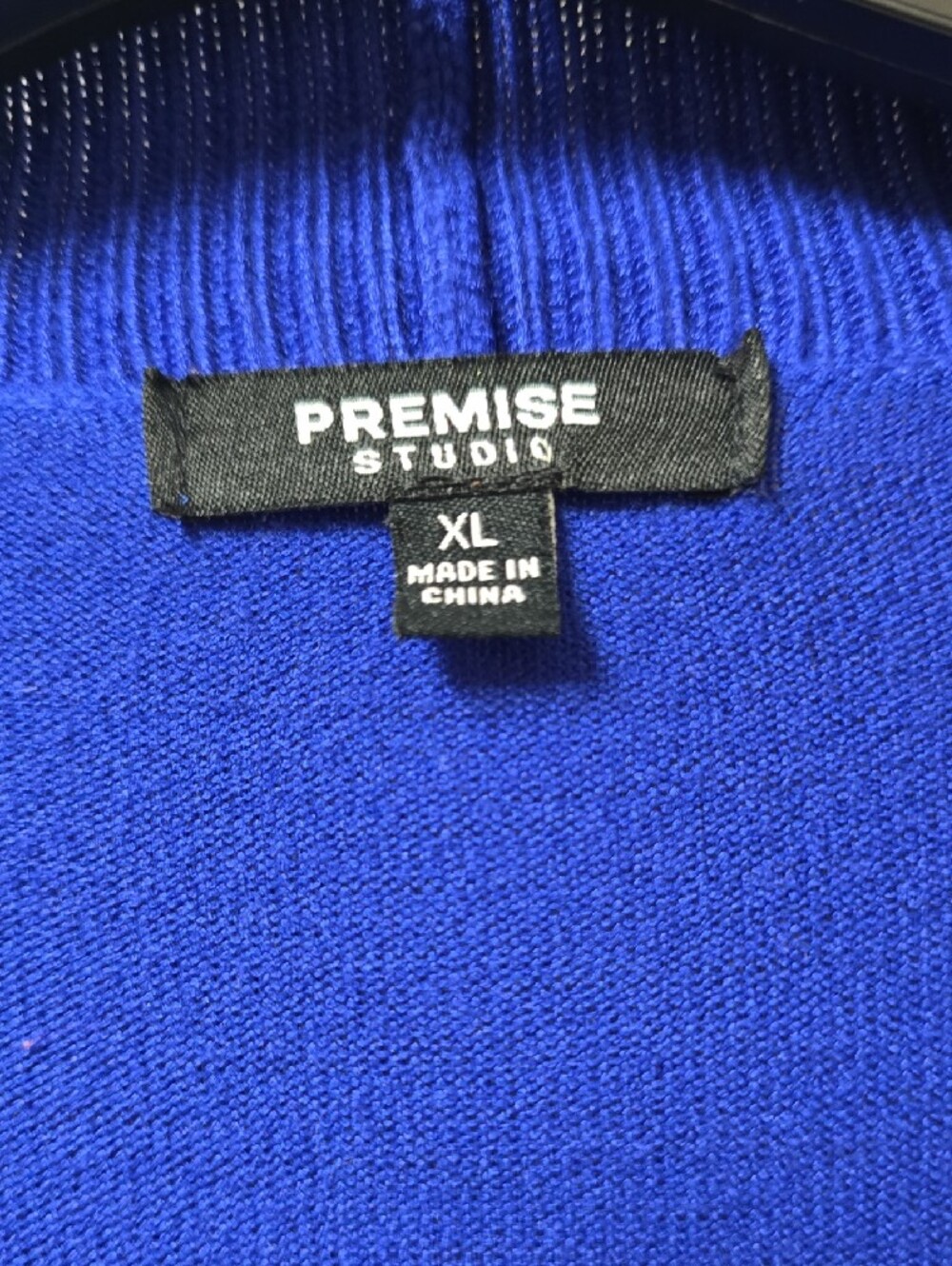 Worthington Royal Blue Open-Front Knit Cardigan with Zip Accents - Picture 4 of 5
